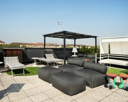 Relaxation and tranquility in the rooftop of our 4-star hotel in Turin
